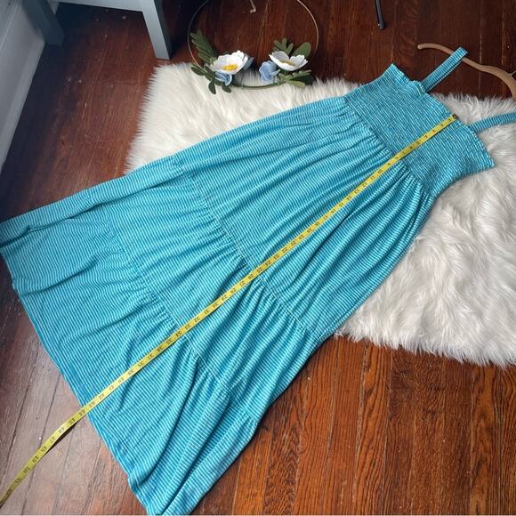 Blue & White Striped Maxi Tiered Dress Summer - Picture 8 of 8